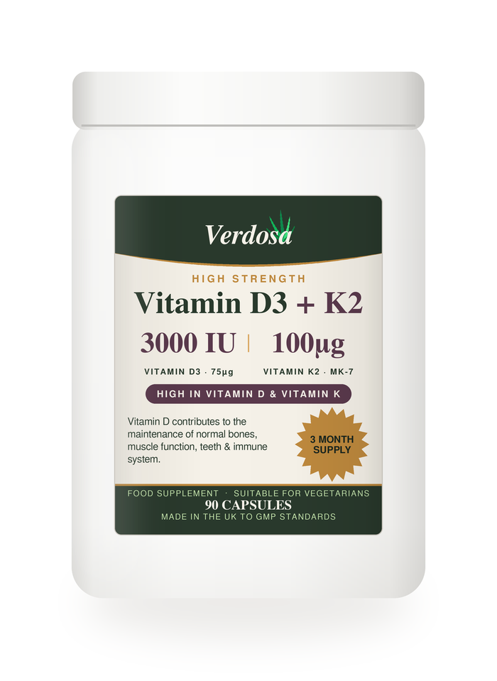Verdosa Vitamin D3 + K2 — 90 capsules · 3 month supply